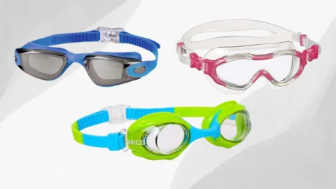 Įvairių spalvų ir dizainų plaukimo akiniai vaikams, patogūs ir lengvai užsegami, parduodami easysport.lt